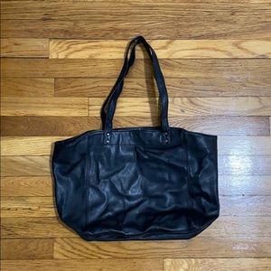 Black faux leather tote